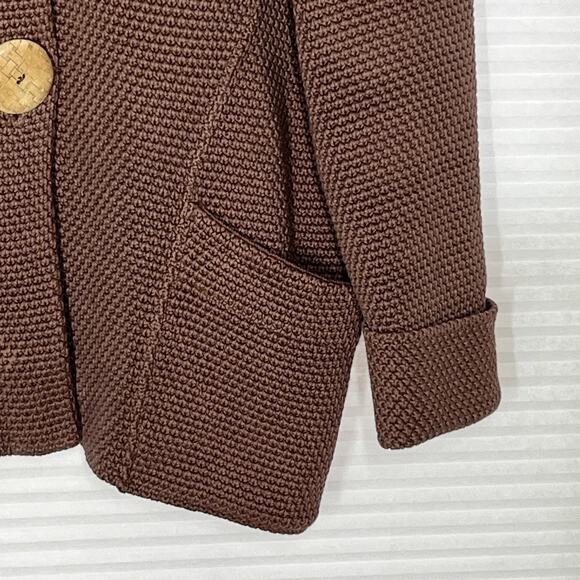 Willow Cardigan Sweater M Brown Heavy Knit Cotton Boho Lagenlook Wooden Buttons - Picture 4 of 14